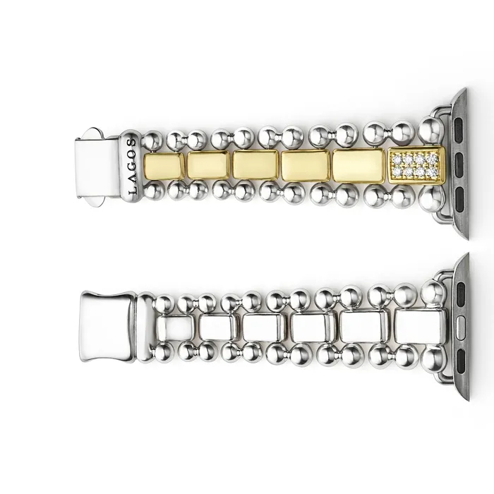 LAGOS Bracelets Smart Caviar 18K Gold and Sterling Silver Single Diamond Watch Bracelet3845mm LAGOS Bracelets Smart Caviar 18K Gold and Sterling Silver Single Diamond Watch Bracelet3845mm