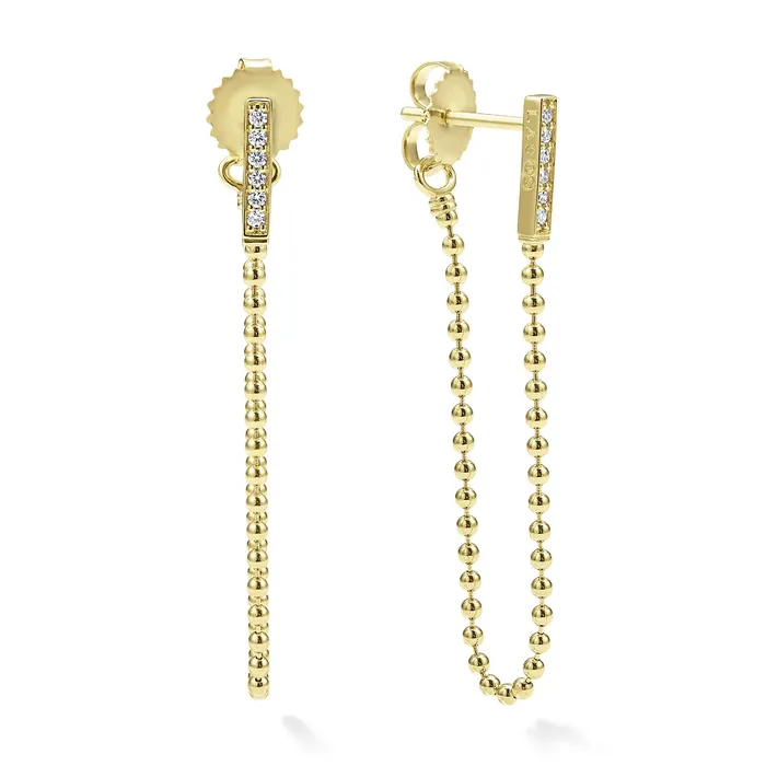 LAGOS Earrings Caviar Gold 18K Gold and Diamond Drop Earrings