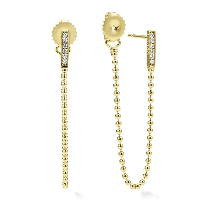 LAGOS Earrings Caviar Gold 18K Gold and Diamond Drop Earrings LAGOS Earrings Caviar Gold 18K Gold and Diamond Drop Earrings