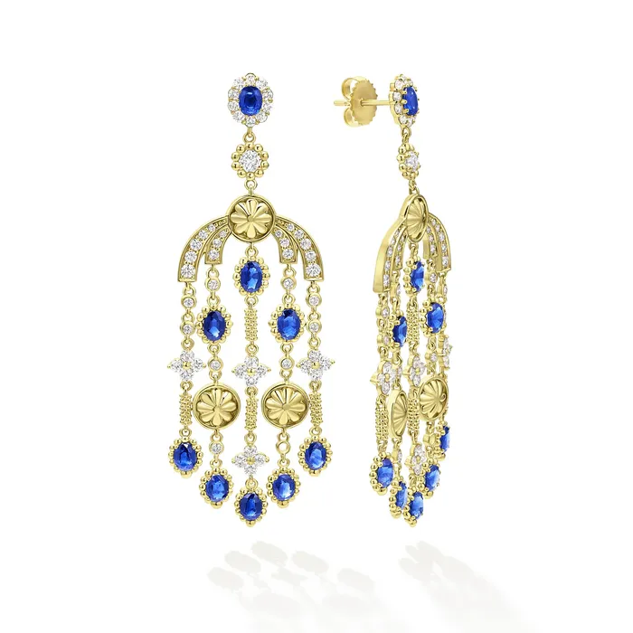 LAGOS Earrings Studio 18K Gold Blue Sapphire and Diamond Chandelier Earrings LAGOS Earrings Studio 18K Gold Blue Sapphire and Diamond Chandelier Earrings