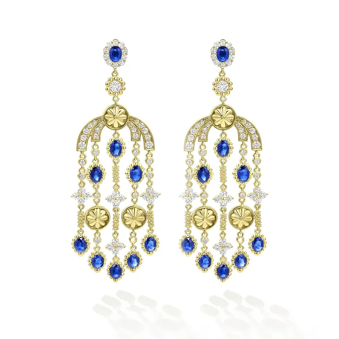 LAGOS Earrings Studio 18K Gold Blue Sapphire and Diamond Chandelier Earrings LAGOS Earrings Studio 18K Gold Blue Sapphire and Diamond Chandelier Earrings