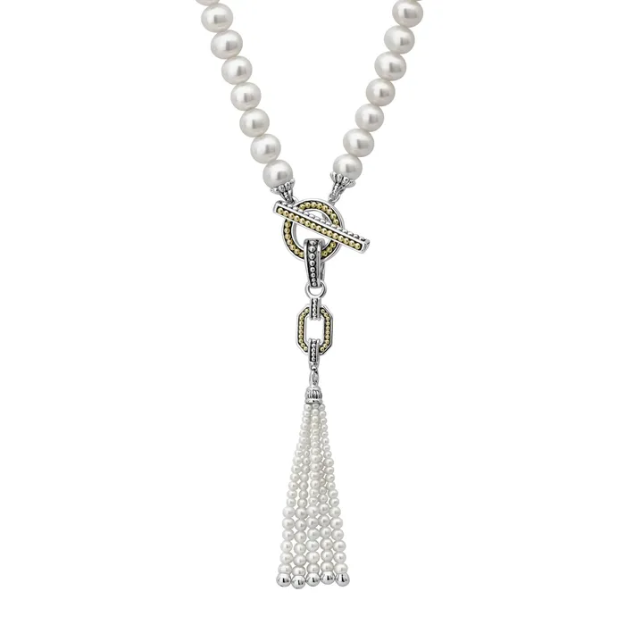 Lagos Luna Pearl Tassel Toggle Necklace Necklaces