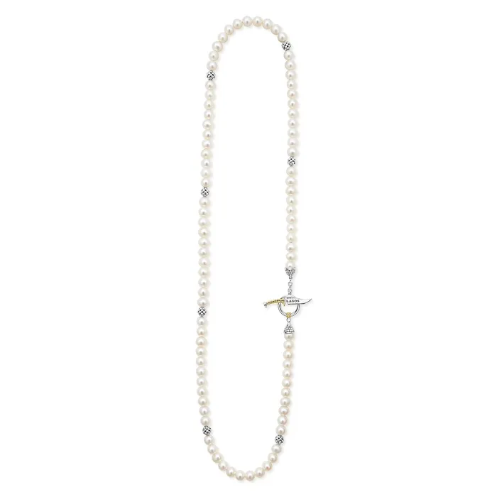 LAGOS Necklaces Anthem Silver Station Pearl Necklace LAGOS Necklaces Anthem Silver Station Pearl Necklace