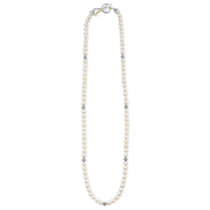 LAGOS Necklaces Anthem Silver Station Pearl Necklace LAGOS Necklaces Anthem Silver Station Pearl Necklace