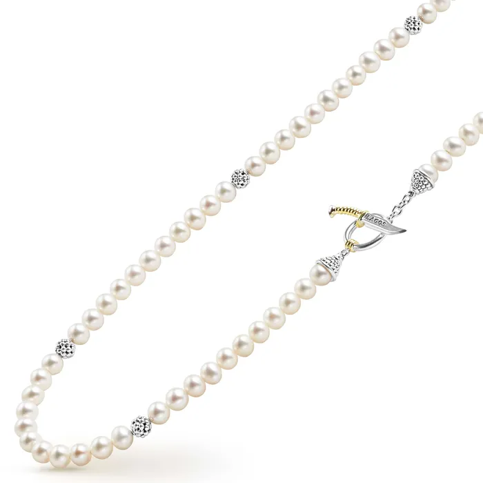 LAGOS Necklaces Anthem Silver Station Pearl Necklace LAGOS Necklaces Anthem Silver Station Pearl Necklace