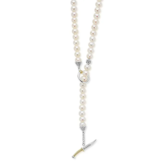 LAGOS Necklaces Anthem Silver Station Pearl Necklace LAGOS Necklaces Anthem Silver Station Pearl Necklace