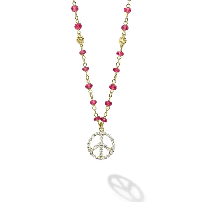 LAGOS Necklaces Studio 18K Gold Ruby and Diamond Peace Necklace