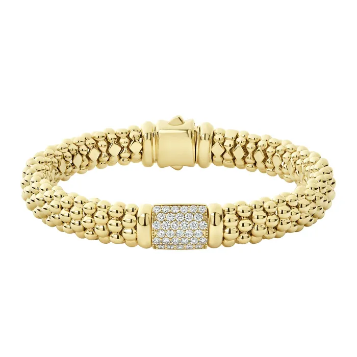 Lagos PreStyled Sets Caviar Gold 18K Gold Diamond Bracelet 9mm