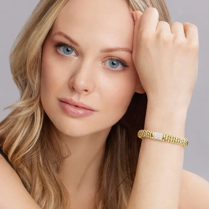 Lagos PreStyled Sets Caviar Gold 18K Gold Diamond Bracelet 9mm Lagos PreStyled Sets Caviar Gold 18K Gold Diamond Bracelet 9mm