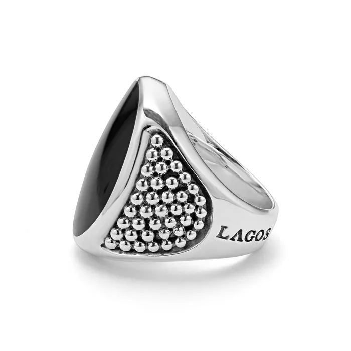 LAGOS Rings Anthem Statement Black Agate Oval Band Ring LAGOS Rings Anthem Statement Black Agate Oval Band Ring