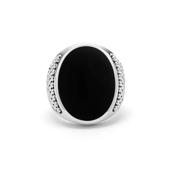 LAGOS Rings Anthem Statement Black Agate Oval Band Ring LAGOS Rings Anthem Statement Black Agate Oval Band Ring