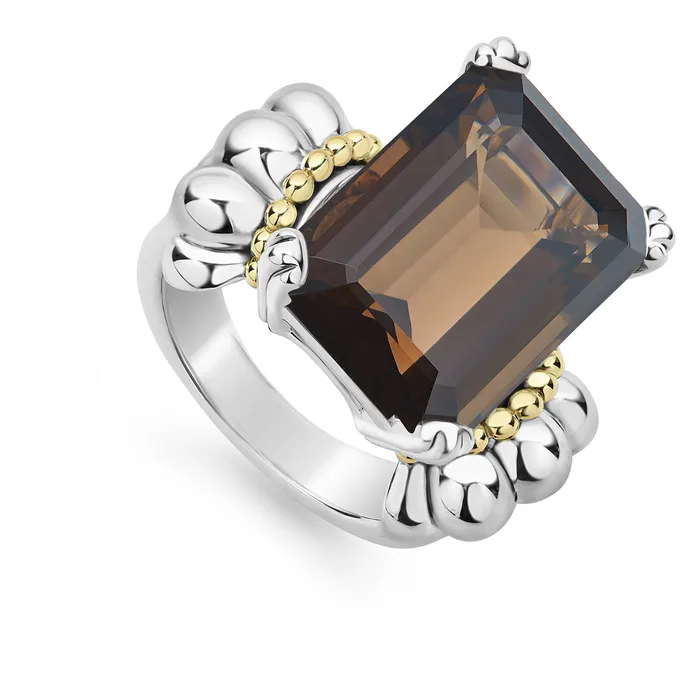 LAGOS Rings Glacier Large EmeraldCut Smokey Quartz Ring