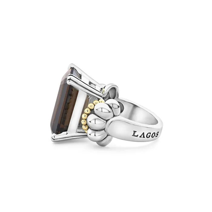 LAGOS Rings Glacier Large EmeraldCut Smokey Quartz Ring LAGOS Rings Glacier Large EmeraldCut Smokey Quartz Ring