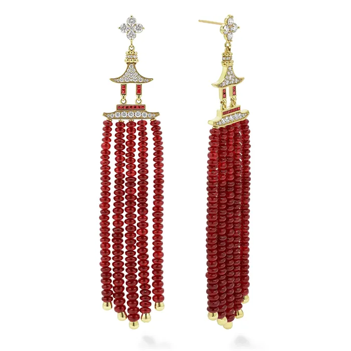 LAGOS Studio 18K Gold Ruby and Diamond Drop Earrings Earrings
