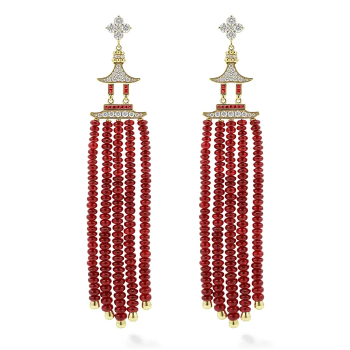 LAGOS Studio 18K Gold Ruby and Diamond Drop Earrings Earrings LAGOS Studio 18K Gold Ruby and Diamond Drop Earrings Earrings