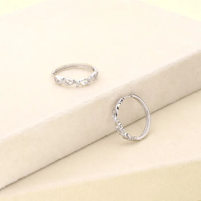 Leaf Filigree CZ Necklace and Earrings in Sterling Silver BERRICLE Necklaces
