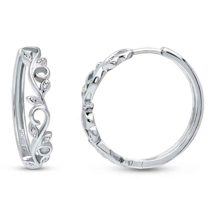 Leaf Filigree CZ Necklace and Earrings in Sterling Silver BERRICLE Necklaces