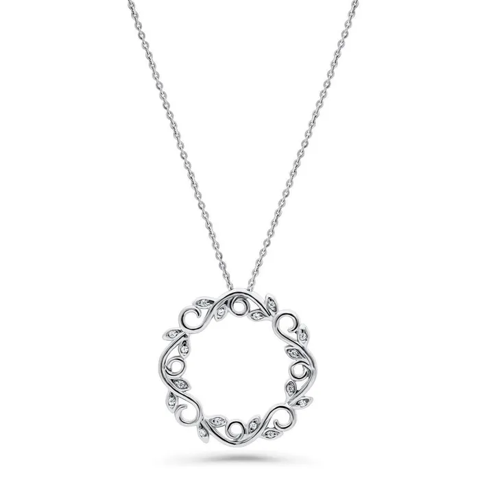 Leaf Filigree CZ Necklace and Earrings in Sterling Silver BERRICLE Necklaces