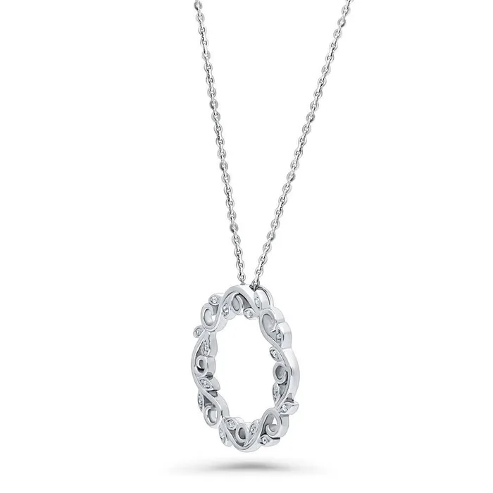 Leaf Filigree CZ Necklace and Earrings in Sterling Silver BERRICLE Necklaces