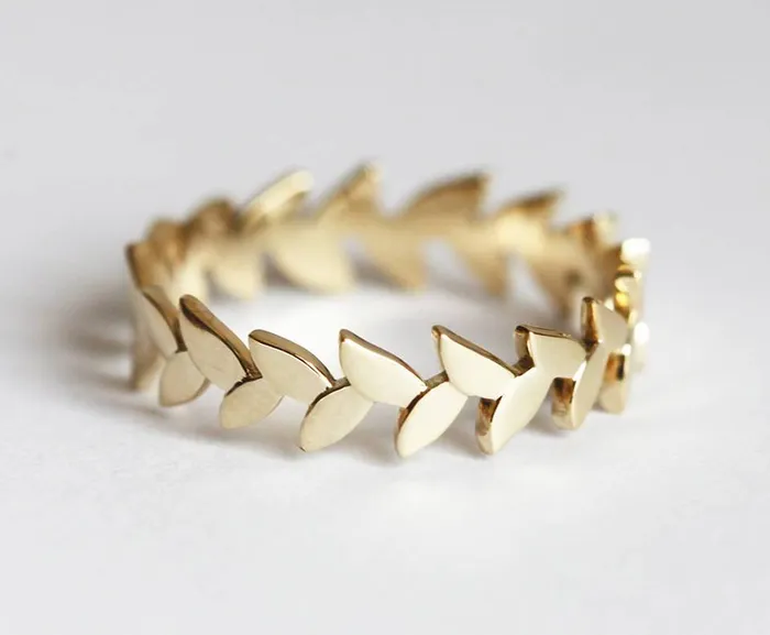 Leah Wedding Ring Leaf Band Ready to Ship capucinne Rings