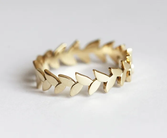 Leah Wedding Ring Leaf Band Ready to Ship capucinne Rings