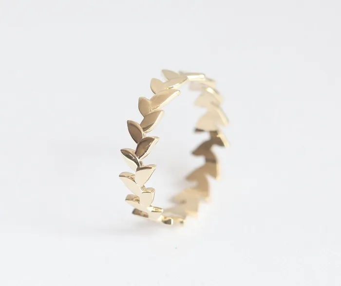 Leah Wedding Ring Leaf Band Ready to Ship capucinne Rings