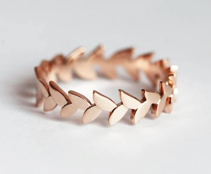 Leah Wedding Ring Leaf Band Ready to Ship capucinne Rings