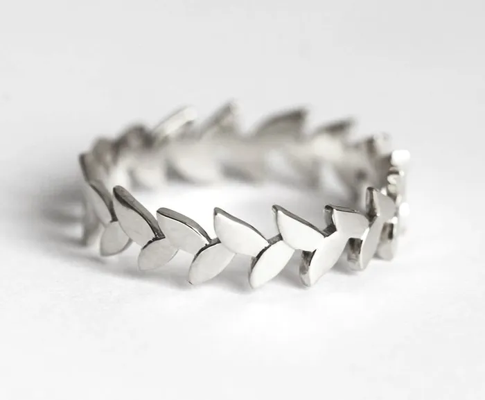 Leah Wedding Ring Leaf Band Ready to Ship capucinne Rings
