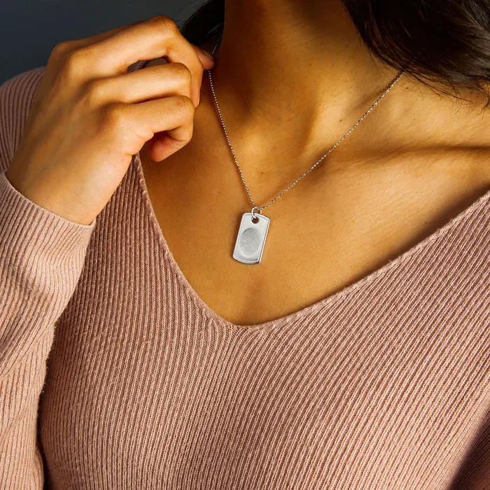 Legacy Touch Sterling Silver Dog Tag Pendant Necklaces