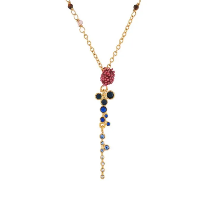 Les Nereides Pink And Black Flower And Rhinestone Cascade Necklace Les Nereides Necklaces Les Nereides Pink And Black Flower And Rhinestone Cascade Necklace Les Nereides Necklaces
