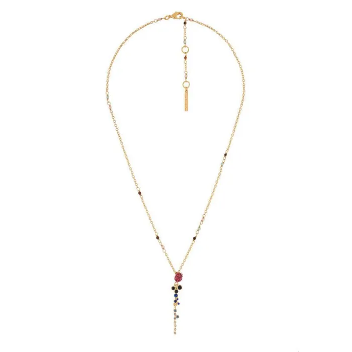Les Nereides Pink And Black Flower And Rhinestone Cascade Necklace Les Nereides Necklaces Les Nereides Pink And Black Flower And Rhinestone Cascade Necklace Les Nereides Necklaces
