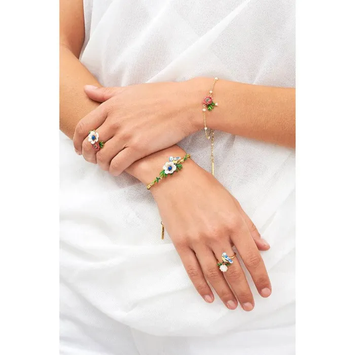 Les Nereides Rings Les NereidesChickadee And Faceted Glass Adjustable RingOne Size Les Nereides Rings Les NereidesChickadee And Faceted Glass Adjustable RingOne Size