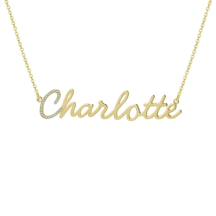 Lettered Zirconia Cursive Name Necklace Novalico Necklaces