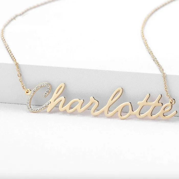 Lettered Zirconia Cursive Name Necklace Novalico Necklaces