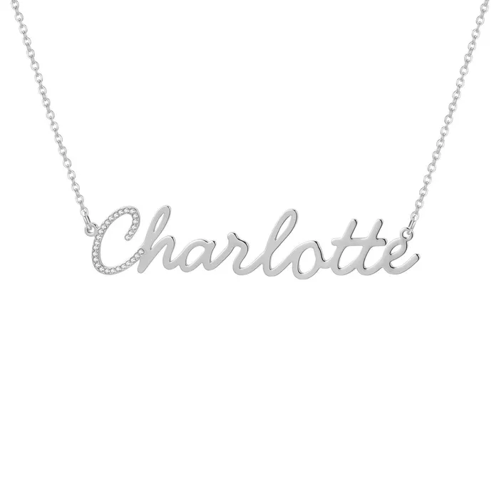 Lettered Zirconia Cursive Name Necklace Novalico Necklaces