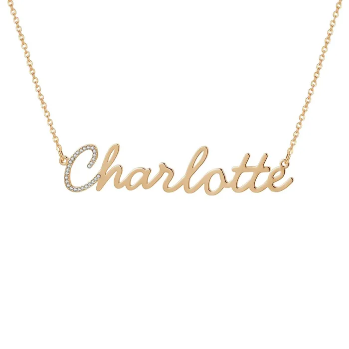 Lettered Zirconia Cursive Name Necklace Novalico Necklaces