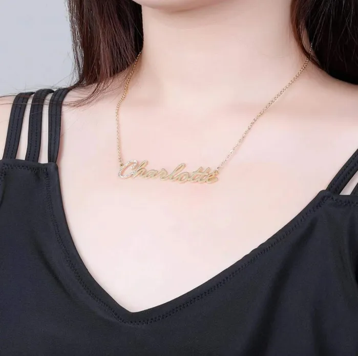 Lettered Zirconia Cursive Name Necklace Novalico Necklaces