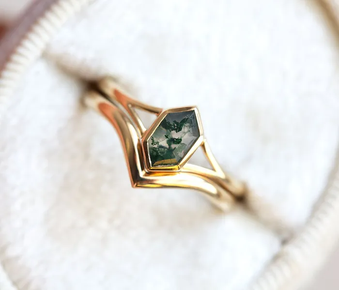 Lucia Salt Pepper Diamond Hexagon Ring Capucinne Rings