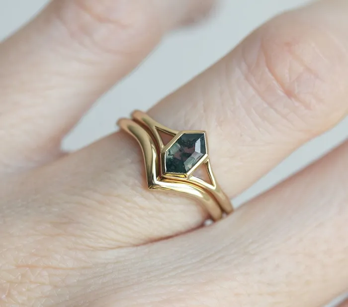 Lucia Salt Pepper Diamond Hexagon Ring Capucinne Rings