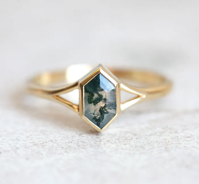 Lucia Salt Pepper Diamond Hexagon Ring Capucinne Rings