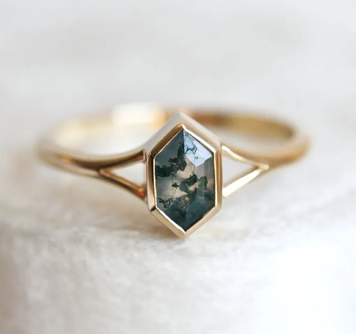 Lucia Salt Pepper Diamond Hexagon Ring Capucinne Rings