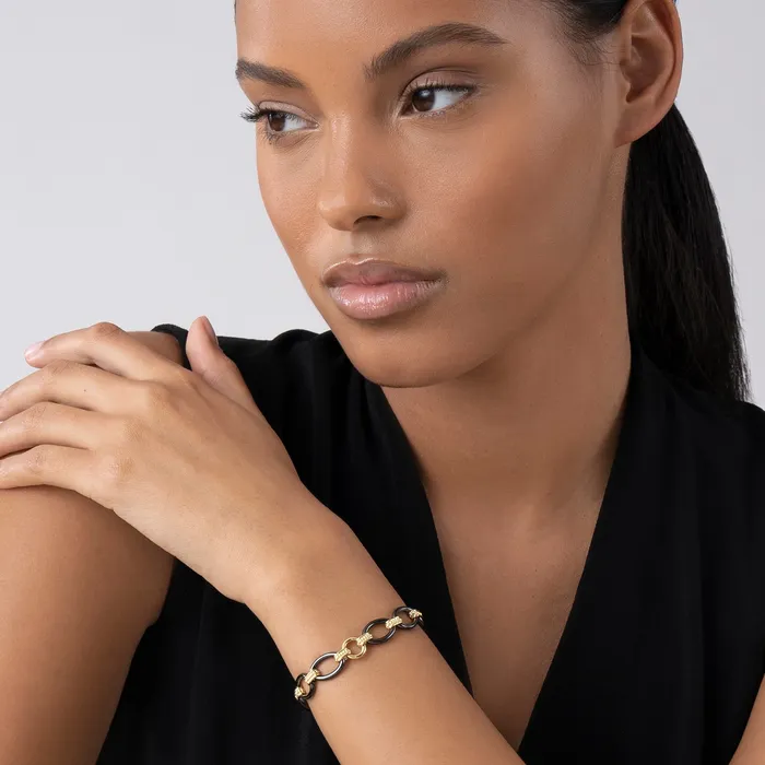 Meridian 18K Gold and Black Ceramic Link Bracelet 10mm LAGOS Bracelets Meridian 18K Gold and Black Ceramic Link Bracelet 10mm LAGOS Bracelets
