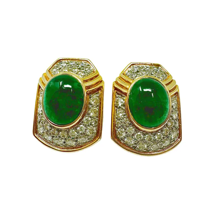 Montreaux Earrings Montreaux 18K Gold and Platinum Clipon Earrings with Emeralds Diamonds