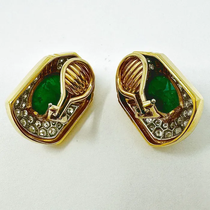 Montreaux Earrings Montreaux 18K Gold and Platinum Clipon Earrings with Emeralds Diamonds