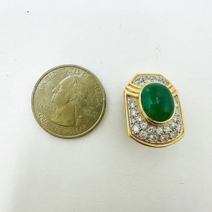 Montreaux Earrings Montreaux 18K Gold and Platinum Clipon Earrings with Emeralds Diamonds