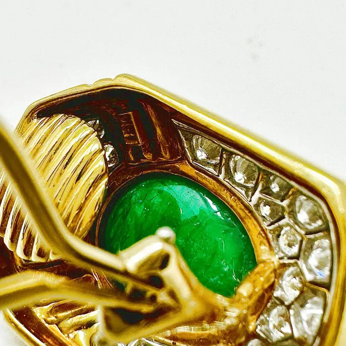 Montreaux Earrings Montreaux 18K Gold and Platinum Clipon Earrings with Emeralds Diamonds