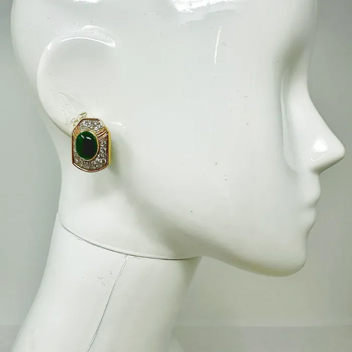 Montreaux Earrings Montreaux 18K Gold and Platinum Clipon Earrings with Emeralds Diamonds