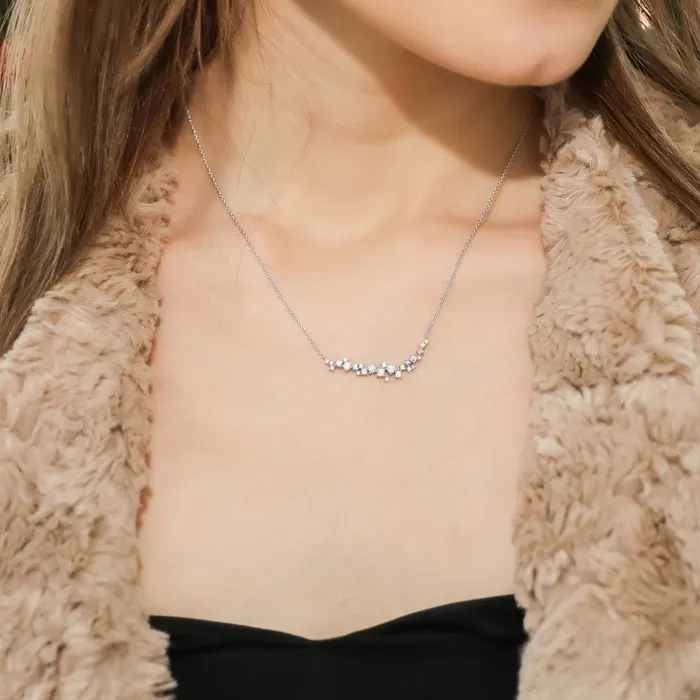 Necklaces BERRICLE Cluster Bar CZ Necklace in Sterling Silver