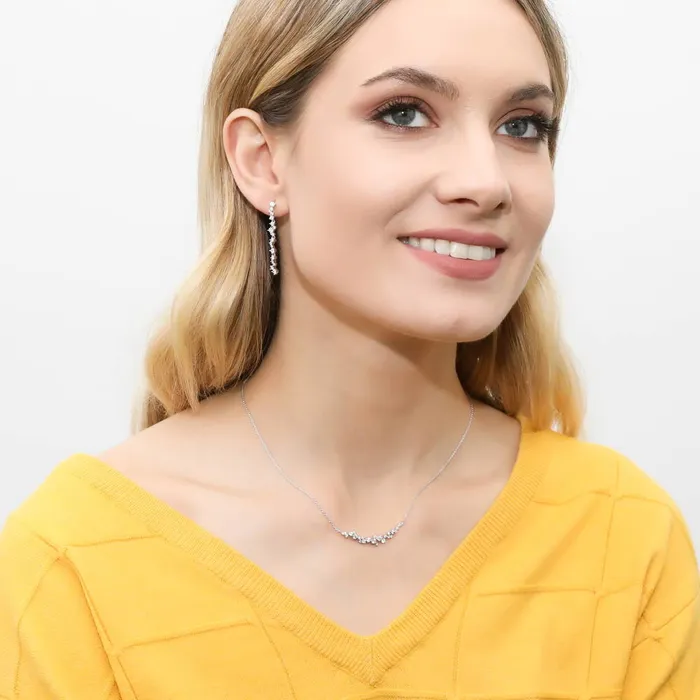 Necklaces BERRICLE Cluster Bar CZ Necklace in Sterling Silver
