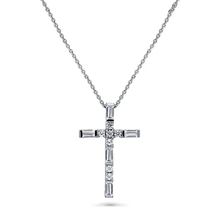 Necklaces BERRICLE Cross CZ Pendant Necklace in Sterling Silver
